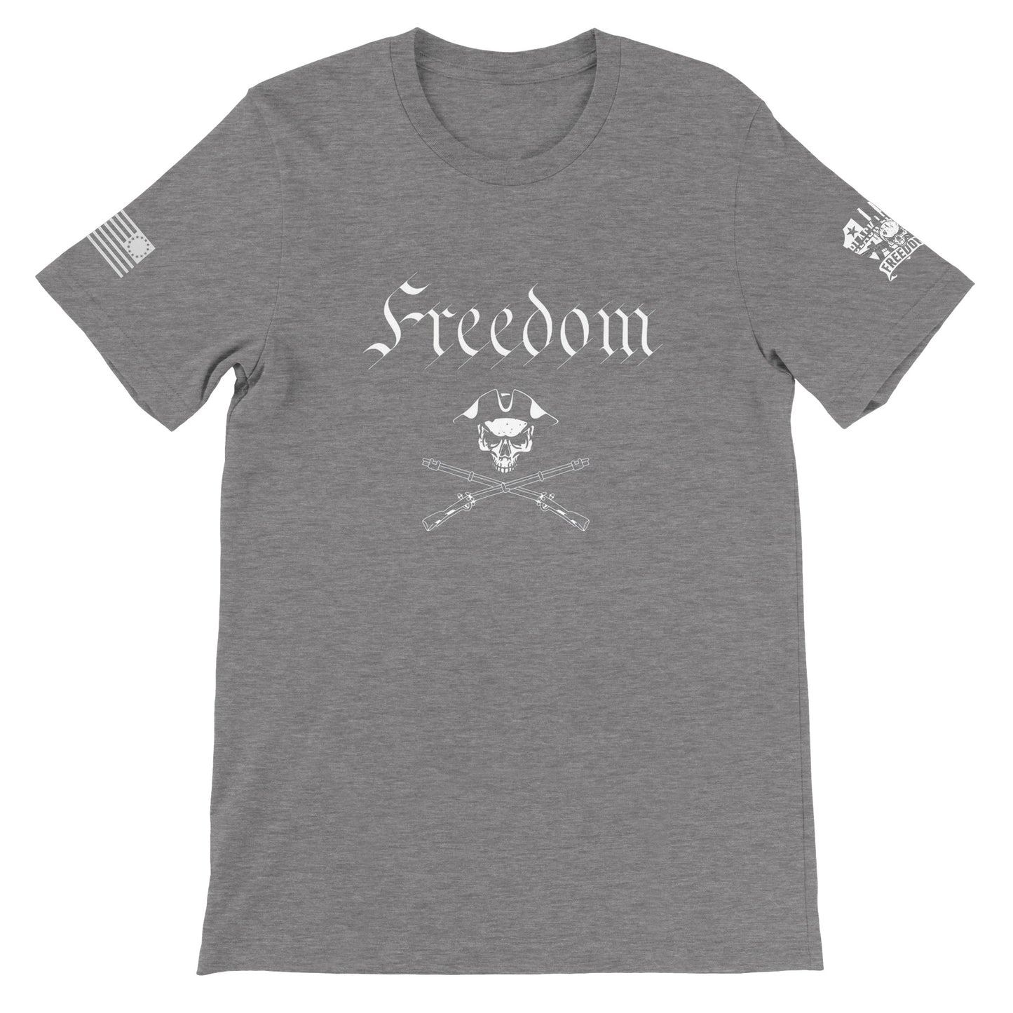 Freedom - Skull and Crossed Muskets T-shirt - Premium Unisex Crewneck T-shirt