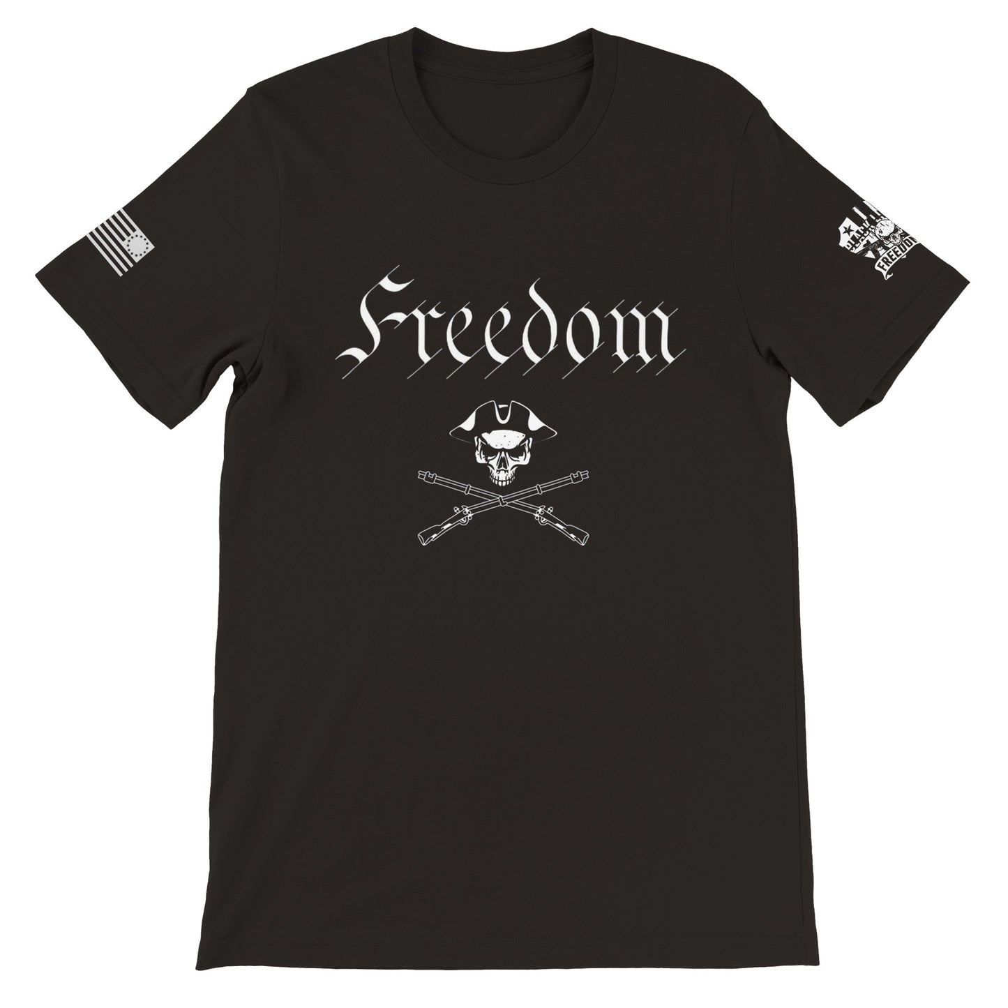 Freedom - Skull and Crossed Muskets T-shirt - Premium Unisex Crewneck T-shirt