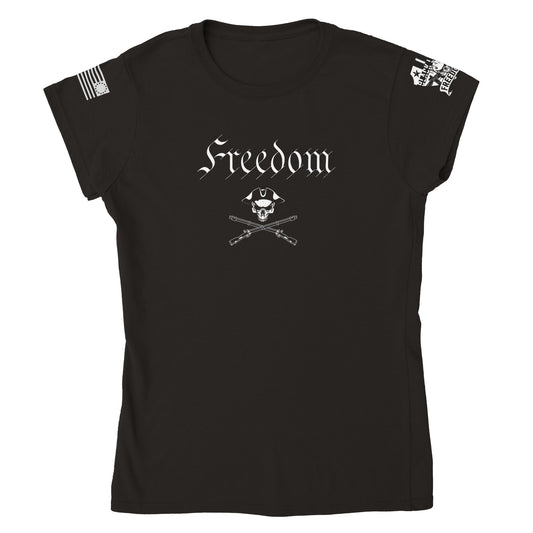 Freedom - Skull and Crossed Muskets T-shirt - Classic Womens Crewneck T-shirt