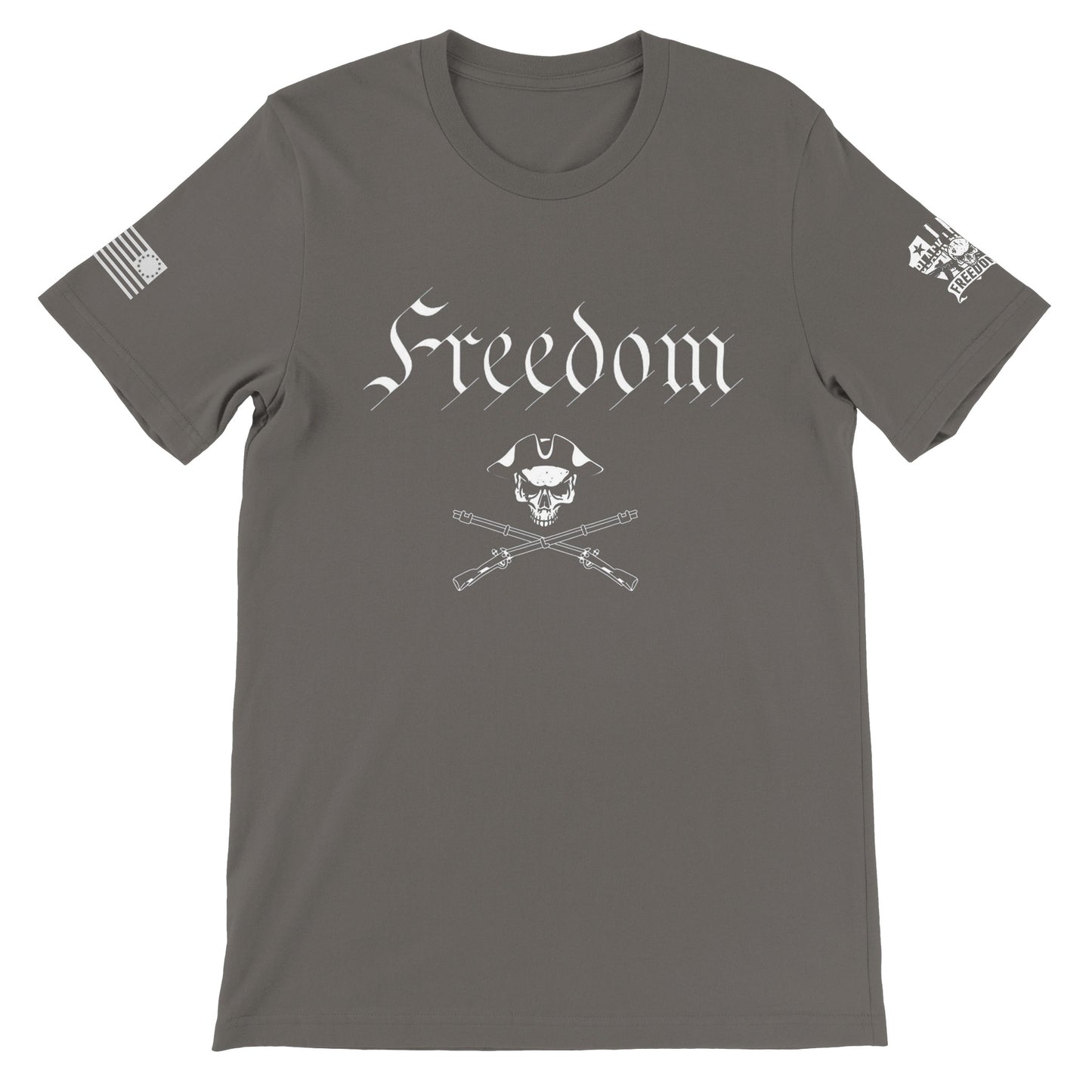 Freedom - Skull and Crossed Muskets T-shirt - Premium Unisex Crewneck T-shirt