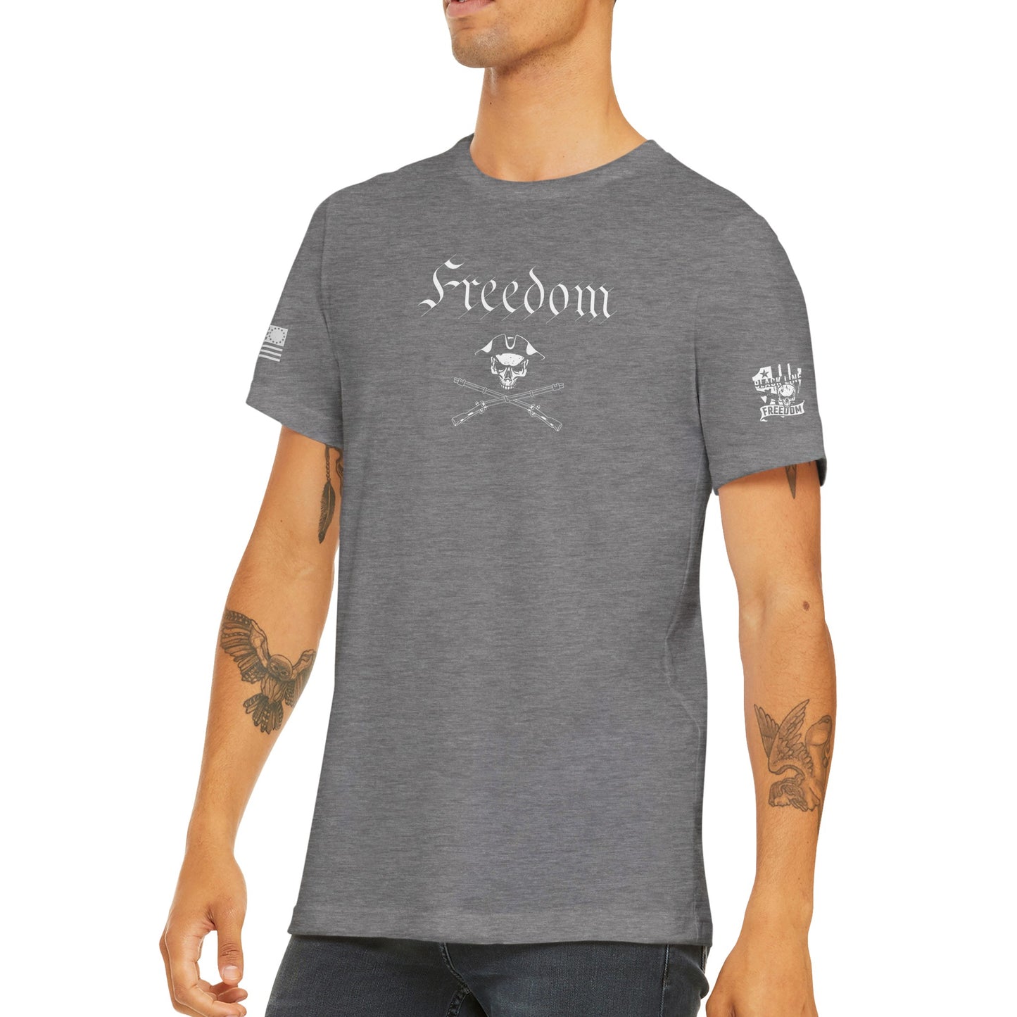 Freedom - Skull and Crossed Muskets T-shirt - Premium Unisex Crewneck T-shirt