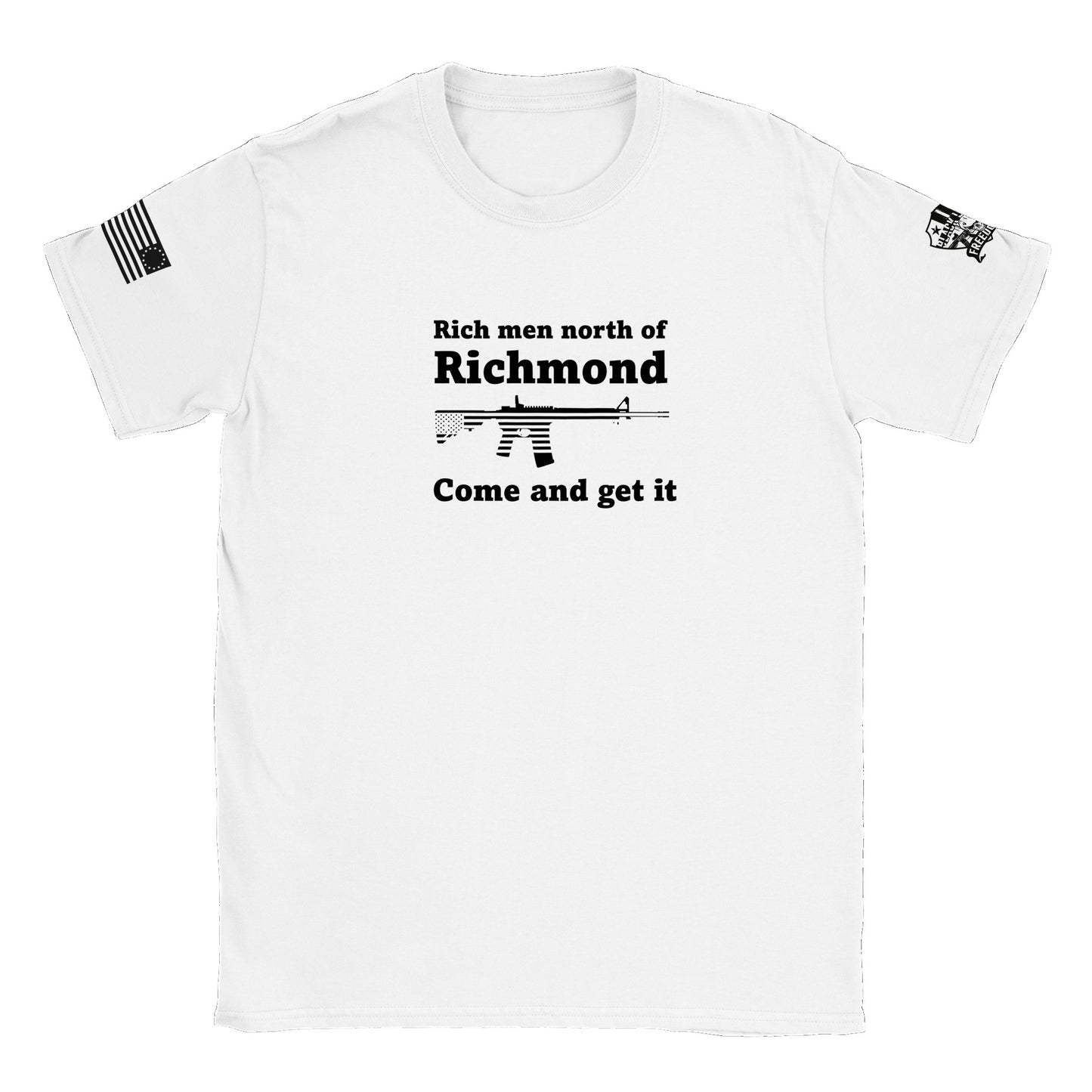 Rich men north of Richmond, Come and get it T-shirt (White & Military Green)